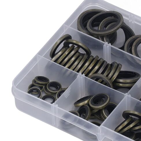 110Pcs Oil Drain Plug Gasket, 8 Sizes Oil Plug Crush Washer Assortment, M6 M8 M10 M12 M14 M16 M18 M20 Drain Plug Crush Washer Set, Metal Oil Seal Kits with Storage Box in Kuwait