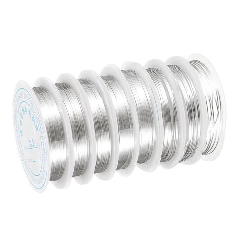 uxcell 8 Rolls Copper Wire, Beading Craft Wire Jewelry Wire for Gardening Jewelry Making Supplies Craft Beading DIY Accessories, Silver (32-18 Gauge) in Kuwait