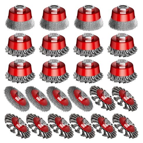 24 Pack Wire Wheel for Angle Grinder, Heavy Duty Carbon Steel Knotted Wire Brush for 4-1/2" Angle Grinder - 5/8 Inch Threaded Arbor, Rapid Rust Removal & Polishing in Saudi Arabia