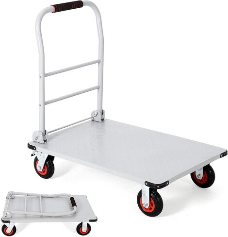 Heavy Duty Platform Truck Cart, 36"X24" Flatbed Cart Folding Hand Trucks, 2000Lbs, 6" Swivel Brake Casters, Foldable Folding Dolly for Warehouse Garage Moving in Kuwait