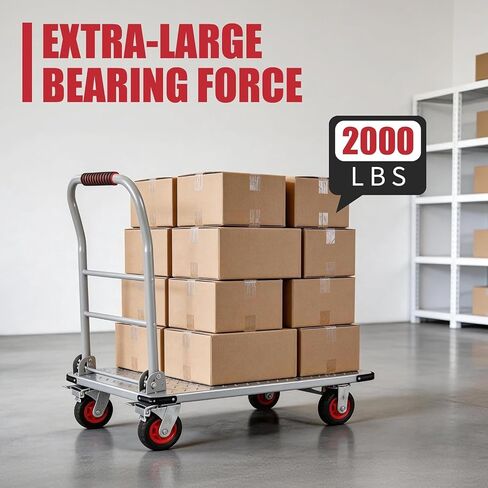 Heavy Duty Platform Truck Cart, 36"X24" Flatbed Cart Folding Hand Trucks, 2000Lbs, 6" Swivel Brake Casters, Foldable Folding Dolly for Warehouse Garage Moving in Kuwait