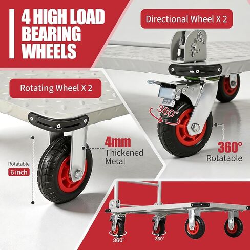 Heavy Duty Platform Truck Cart, 36"X24" Flatbed Cart Folding Hand Trucks, 2000Lbs, 6" Swivel Brake Casters, Foldable Folding Dolly for Warehouse Garage Moving in Kuwait