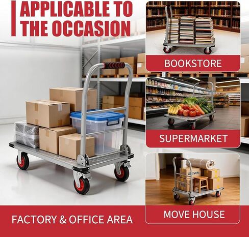 Heavy Duty Platform Truck Cart, 36"X24" Flatbed Cart Folding Hand Trucks, 2000Lbs, 6" Swivel Brake Casters, Foldable Folding Dolly for Warehouse Garage Moving in Kuwait