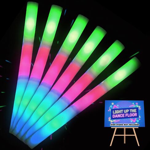 LED Foam Sticks Includes Sign, Lights Party Batons Wand for Wedding, Parties, Birthdays, Guests, Parties, 3 Color Lighting Modes (12) in Kuwait