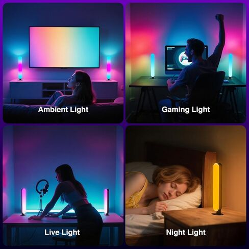 شريط إضاءة LED، شريط إضاءة RGB لمزامنة الموسيقى، مصباح USB محيط، إضاءة خلفية لتلفزيون الألعاب متغيرة اللون مع جهاز تحكم عن بعد، 15 وضعًا ديناميكيًا للغرفة (التحكم في التطبيق) (صغير) in Kuwait