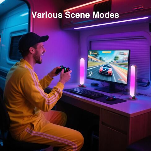 شريط إضاءة LED، شريط إضاءة RGB لمزامنة الموسيقى، مصباح USB محيط، إضاءة خلفية لتلفزيون الألعاب متغيرة اللون مع جهاز تحكم عن بعد، 15 وضعًا ديناميكيًا للغرفة (التحكم في التطبيق) (صغير) in Kuwait