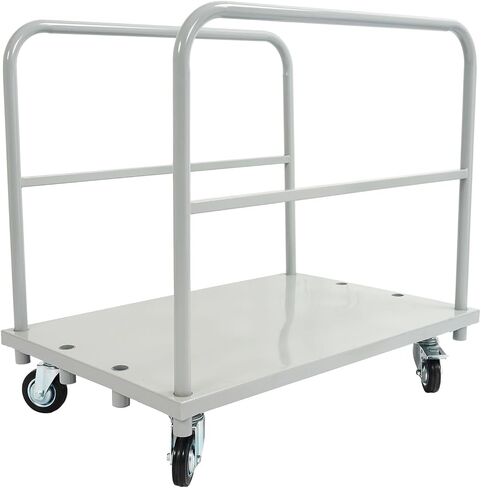 23x34inch Steel Panel Truck Cart, Flat Dolly Cart, Flatbed with 2000 lbs Capacity Platform Truck, Heavy Duty Lumber Drywall Dolly, 4 Swivel Casters, Board with 2 Detachable Side Handrails in Saudi Arabia