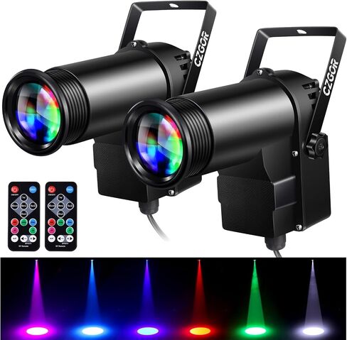 Pinspot Light 15W DMX 2 Pack, Czgor RGBW Disco Ball Lights with Remote Control, DMX512, Sound Activated Pin Spotlight for Party Wedding DJ Disco Shows in Saudi Arabia