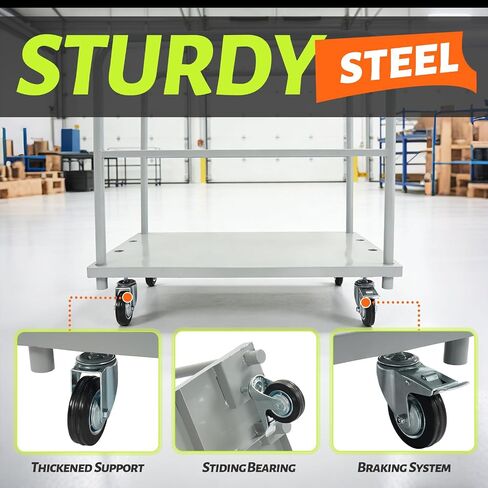 23x34inch Steel Panel Truck Cart, Flat Dolly Cart, Flatbed with 2000 lbs Capacity Platform Truck, Heavy Duty Lumber Drywall Dolly, 4 Swivel Casters, Board with 2 Detachable Side Handrails in Saudi Arabia