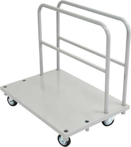 23x34inch Steel Panel Truck Cart, Flat Dolly Cart, Flatbed with 2000 lbs Capacity Platform Truck, Heavy Duty Lumber Drywall Dolly, 4 Swivel Casters, Board with 2 Detachable Side Handrails in Saudi Arabia