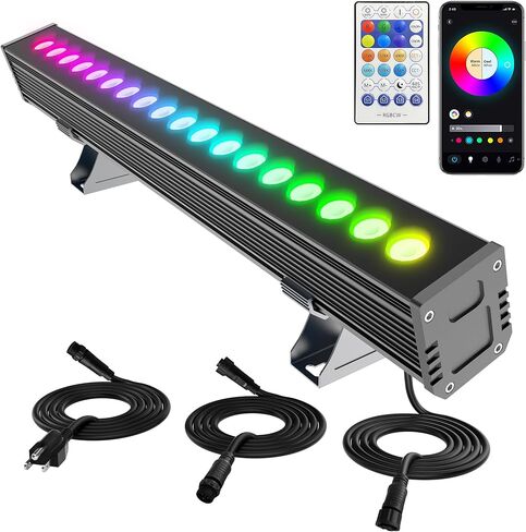 شريط إضاءة ذكي للحائط مقاس 20 بوصة RGBCW - مصباح LED مقاوم للماء قابل للربط للداخل/الخارج مع التطبيق/التحكم الصوتي، 16 مليون لون، قابل للتعتيم، مزامنة الموسيقى، 50 وضعًا للمشهد، مؤقت، AC120V in Kuwait