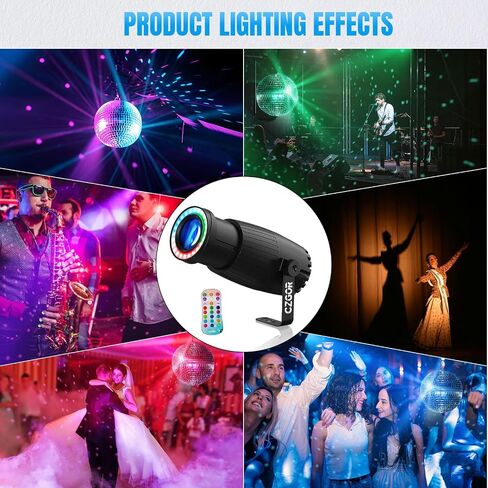 20W Pinspot Light, Czgor RGBW 4-in-1 LED Stage Light for Party | with 24 LEDs Ring Lights, 3 Effect Light & 15 Light Color, Manual Focus Disco Ball Spotlight for Show Bar Club Wedding in Saudi Arabia