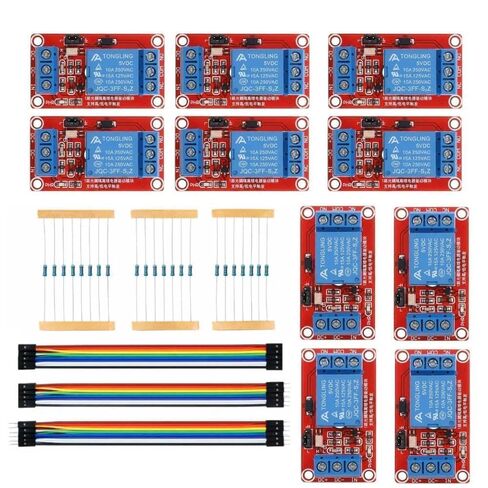 10PCS DC 5V 1 Channel Relay Module, High/Low Level Trigger Relay Switch Board with Optocoupler Isolation, 20cm Jumper Wires and 10K 1K 220R Resistors for Arduino Raspberry Pi in Kuwait