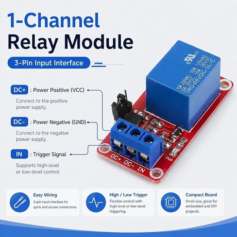 10PCS DC 5V 1 Channel Relay Module, High/Low Level Trigger Relay Switch Board with Optocoupler Isolation, 20cm Jumper Wires and 10K 1K 220R Resistors for Arduino Raspberry Pi in Kuwait