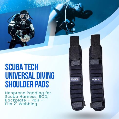 Scuba Choice Palantic Adjustable Diving BCD Shoulder Pad – Added Comfort & Light Padding for Backmount or Sidemount Harness Straps (Black, Pair) in Kuwait