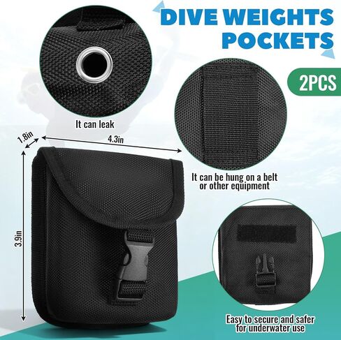Tellegloww 2 Pack 2.2 Lbs Scuba Diving Weight System with 2 Black Nylon Belt Pockets for Buoyancy Control, Freediving, Spearfishing in Kuwait