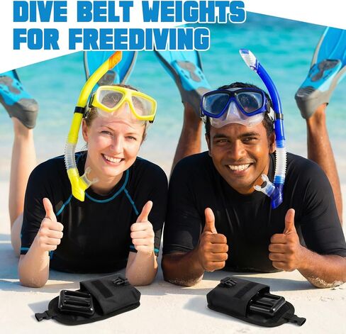 Tellegloww 2 Pack 2.2 Lbs Scuba Diving Weight System with 2 Black Nylon Belt Pockets for Buoyancy Control, Freediving, Spearfishing in Kuwait