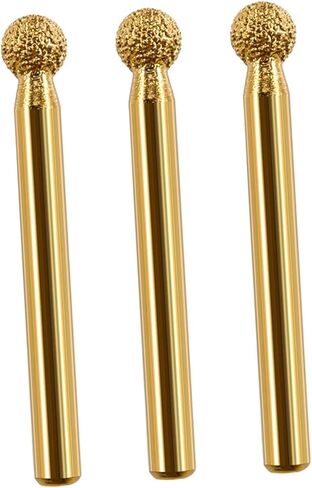 3 Pieces Polishing Heads Grinding Bit Rotary Grinder Point Diamond Burr Drill Metal Accessory Shock Resistant Design for Engraving Jewelry, Gold, 8mm in Kuwait