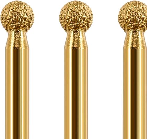 3 Pieces Polishing Heads Grinding Bit Rotary Grinder Point Diamond Burr Drill Metal Accessory Shock Resistant Design for Engraving Jewelry, Gold, 8mm in Kuwait
