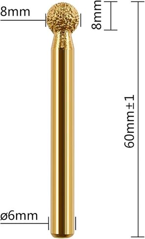 3 Pieces Polishing Heads Grinding Bit Rotary Grinder Point Diamond Burr Drill Metal Accessory Shock Resistant Design for Engraving Jewelry, Gold, 8mm in Kuwait