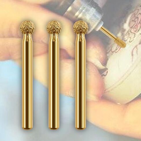 3 Pieces Polishing Heads Grinding Bit Rotary Grinder Point Diamond Burr Drill Metal Accessory Shock Resistant Design for Engraving Jewelry, Gold, 8mm in Kuwait