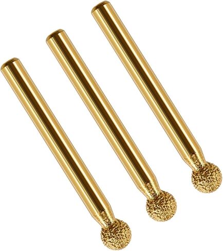 3 Pieces Polishing Heads Grinding Bit Rotary Grinder Point Diamond Burr Drill Metal Accessory Shock Resistant Design for Engraving Jewelry, Gold, 8mm in Kuwait