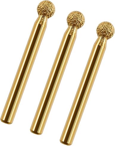 3 Pieces Polishing Heads Grinding Bit Rotary Grinder Point Diamond Burr Drill Metal Accessory Shock Resistant Design for Engraving Jewelry, Gold, 8mm in Kuwait