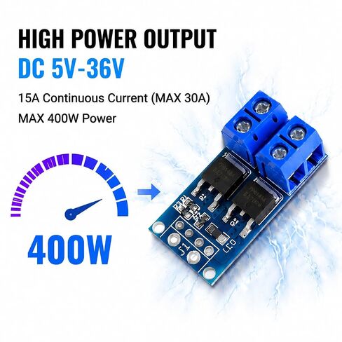 6 قطع وحدة محرك تبديل MOSFET مزدوجة عالية الطاقة، DC 5V-36V 15A 400W PWM لوحة تحكم لسرعة محرك DC صمام الملف اللولبي لمضخة LED باهتة، متوافق مع Arduino Raspberry Pi ESP32 PLC in Kuwait