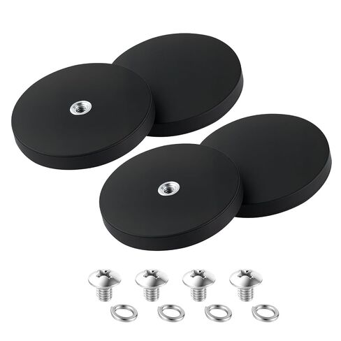 4PC Rubber Coated Mounting Magnets, Anti-Scratch, 30LBs Neodymium Magnet Base with M4 Threaded Studs, for Light Strip, Cameras, Tools and Machines, Outdoor in Kuwait