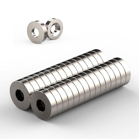 20 Pack Small Round Disc Magnets 1/2x1/8 - Disc Countersunk Hole Magnets Permanent Magnet Fastener 12x3mm Multi-Purpose Refrigerator Magnet Craft Science DIY Latches Cabinet Door Holder, Pack of 20 in Kuwait