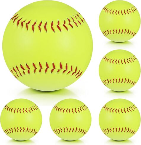 6pcs Sports Practice Softballs 12 Inch Practice Leather Softballs Official Size and Weight Softball Leather Covered Training Ball for Games Practices Training Batting in Kuwait