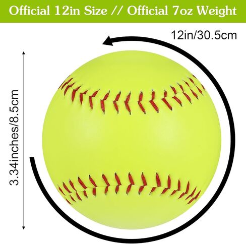 6pcs Sports Practice Softballs 12 Inch Practice Leather Softballs Official Size and Weight Softball Leather Covered Training Ball for Games Practices Training Batting in Kuwait