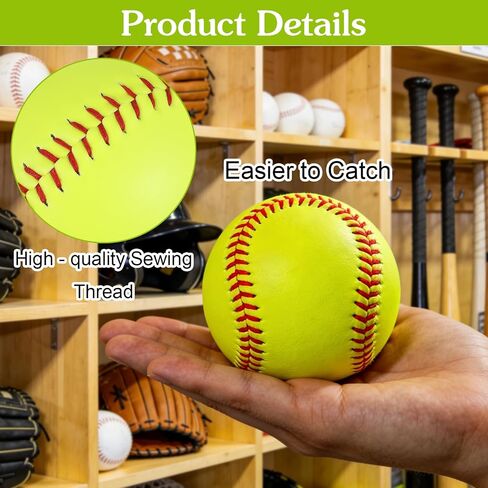 6pcs Sports Practice Softballs 12 Inch Practice Leather Softballs Official Size and Weight Softball Leather Covered Training Ball for Games Practices Training Batting in Kuwait