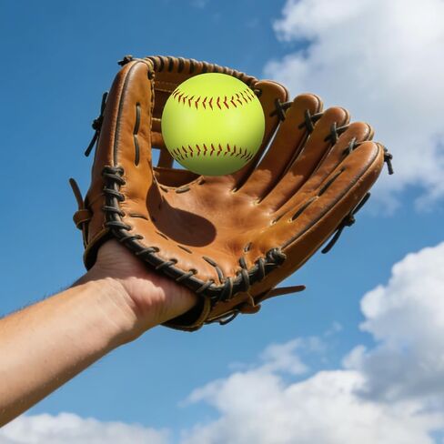 6pcs Sports Practice Softballs 12 Inch Practice Leather Softballs Official Size and Weight Softball Leather Covered Training Ball for Games Practices Training Batting in Kuwait