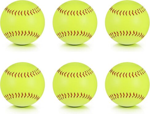 6pcs Sports Practice Softballs 12 Inch Practice Leather Softballs Official Size and Weight Softball Leather Covered Training Ball for Games Practices Training Batting in Kuwait