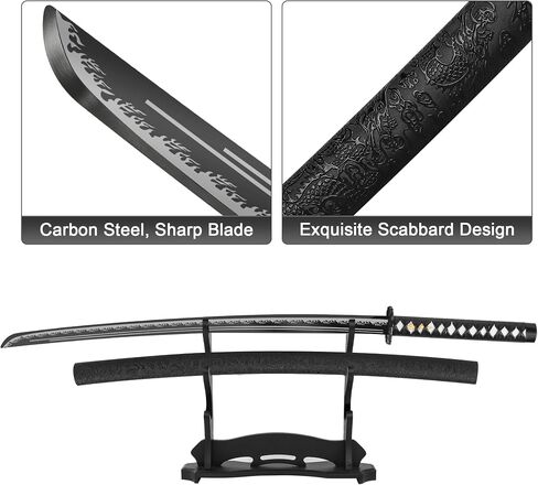 Hand-Forged Samurai Sword – Carbon Steel Katana with Full Tang Structure, Traditional Style Practice Sword for Iaido Training, Collection & Home Display in Kuwait