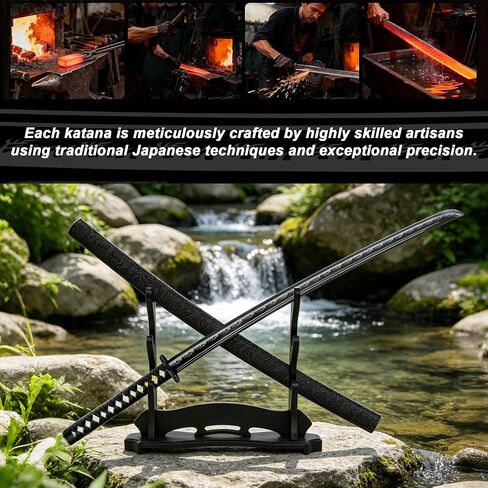 Hand-Forged Samurai Sword – Carbon Steel Katana with Full Tang Structure, Traditional Style Practice Sword for Iaido Training, Collection & Home Display in Kuwait