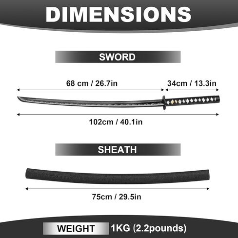 Hand-Forged Samurai Sword – Carbon Steel Katana with Full Tang Structure, Traditional Style Practice Sword for Iaido Training, Collection & Home Display in Kuwait