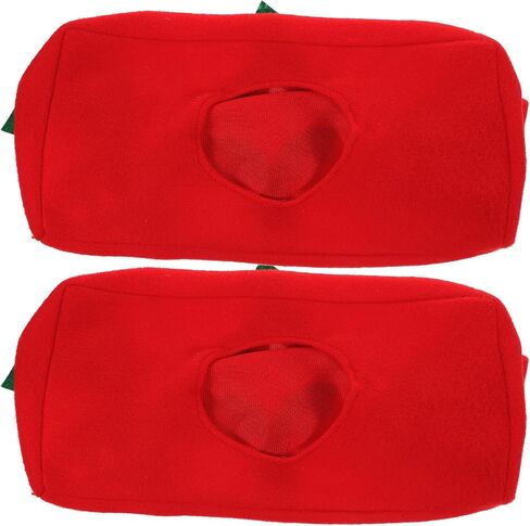 Napkin Holders Convenient Storage Red Fabric with Oval Opening 2 Pcs Foldable Paper Towel Boxes and Christmas Party Decoration Tissue Dispensers for Office Tissue Storage in Kuwait