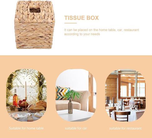 Handwoven Straw Tissue Box Holder Rectangular Table Tissue Dispenser with Easy to Clean Design Simple and Exquisitely Made for Car and Home Table Use in Kuwait