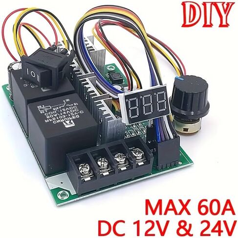 60A 0-100 Adjustable Speed Controller for DIY DC Motor - LED Digital Display & PWM DC 10V-55V Adjustment in Kuwait