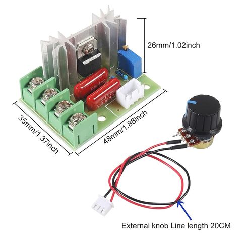 3PCS 50-220V SCR Electric Voltage Regulator Dimmer AC Voltage Regulator 2000W Temperature/Motor Speed Controller Light Dimmer (AC 50-220V 2000W) in Kuwait