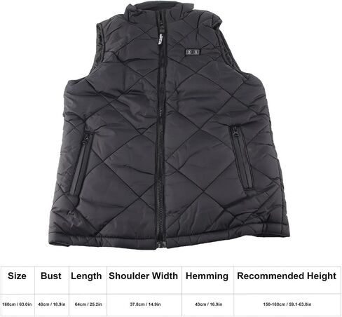 Kids Heated Vest, Carbon Fiber Infrared Heating Windproof Stand Collar with Smart Heating System, for Outdoor Activities and Home Leisure (160cm) in Kuwait