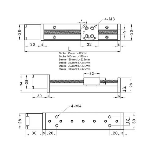 T-Type Sliding Table Rail Linear 50-300mm Stroke NEMA11 Stepper Motor Driver TB6600 Kit CNC Guide Axis(150mm with Driver,6mm Pitch) in Saudi Arabia