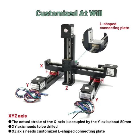 Mini Sliding Table Nema11 28mm Trapezoidal Lead Screw Automatic Locking Motor Kit XY/Axis Gantry Linear Rail Guide Stage(Y Axis 300mm Stroke,XY 300mm-12 Pitch) in Saudi Arabia