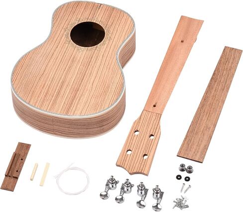 26 Inch DIY Ukulele Kit, Soprano Guitar Build Assembly Wooden Small Hawaiian Instrument Manual Handwork Custom Tools Accessories in Kuwait