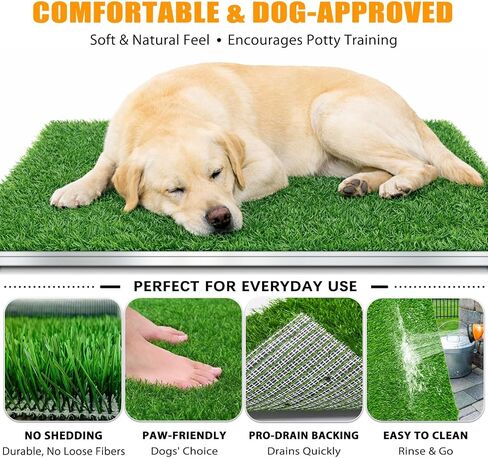 Dog Grass Pad with Tray,4 Layer Drainage System, Stainless Steel Tray & Odor-Free DesignIn Door/Outdoor Potty for Small to Large Dogs Balcony, Porch & Home Use in Kuwait