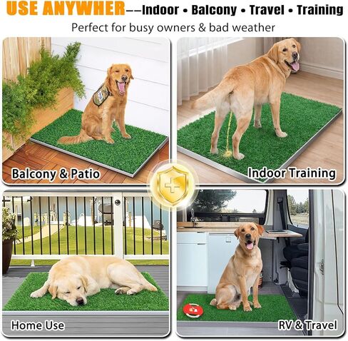 Dog Grass Pad with Tray,4 Layer Drainage System, Stainless Steel Tray & Odor-Free DesignIn Door/Outdoor Potty for Small to Large Dogs Balcony, Porch & Home Use in Kuwait