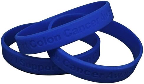 1 Blue I Support Colon Cancer Awareness Bracelet & 1Blue Enamel Ribbon Pin With Metal Clasp Pin & Bracelet - Show Your Support For Colon Cancer Awareness | Metal Clasp, Support Awareness, 1 Bracelet & 1 Pin in Kuwait