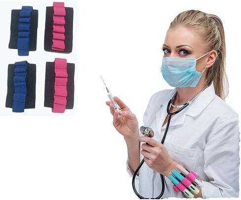 مجموعة سحب الدم من Phlebotomist سوار للسوار يحمل 8 أنابيب ملحقات | 4 قطع من شريط ذراع الفصد لوازم أنبوب معصمه سهل الحمل وحزام تخزين معصمه حامل أنبوب الفصد (أزرق/وردي) in Kuwait